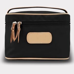 JON HART || Make-Up Case 1804 Coated Black Leather Trim NWT No Mongram